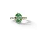 4 Carat Green Oval Cut Lab Diamond Engagement Ring | Hidden Halo - Christie’s - 10K Solid Gold / Yellow Gold