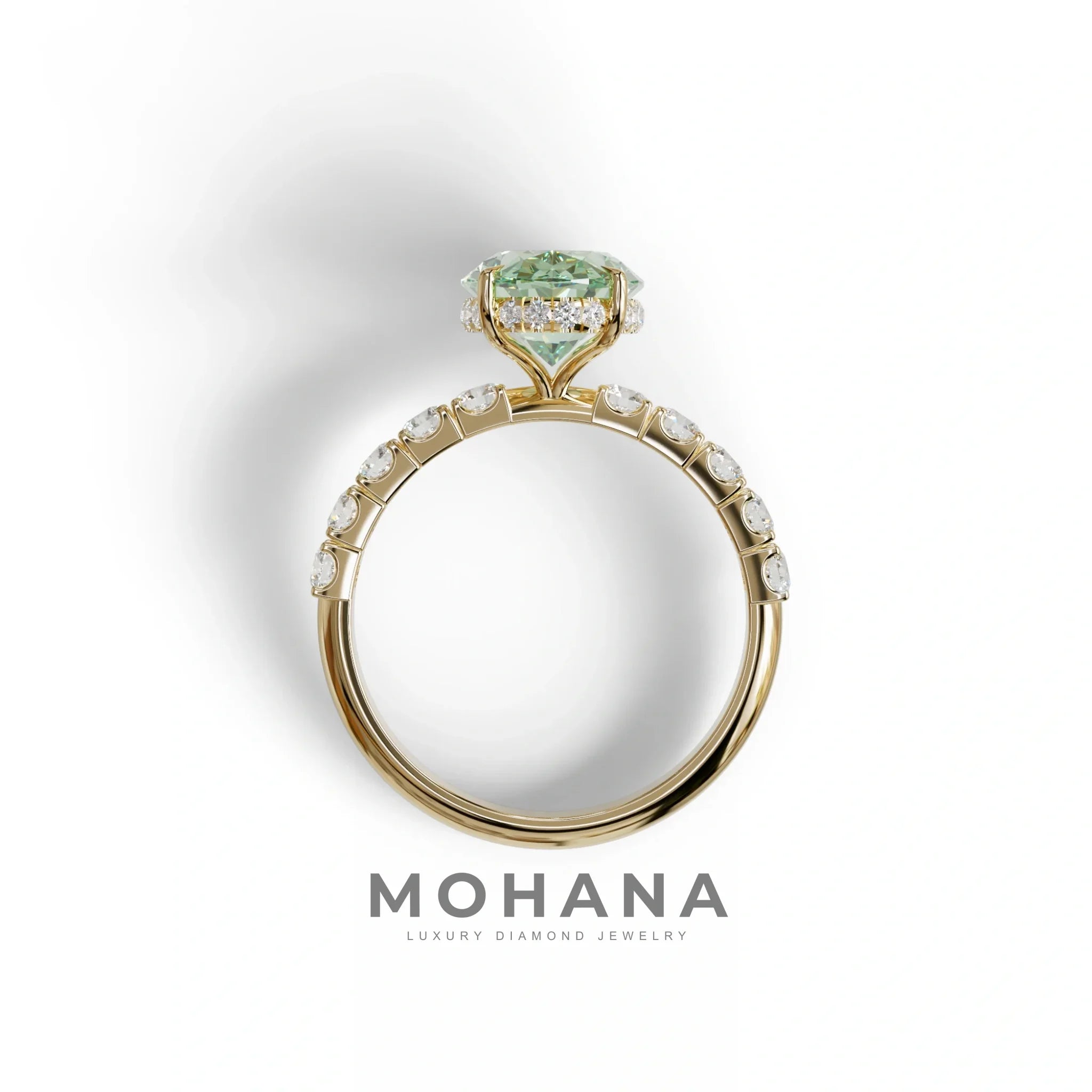 4 Carat Green Oval Cut Lab Diamond Engagement Ring | Hidden Halo - Christie’s