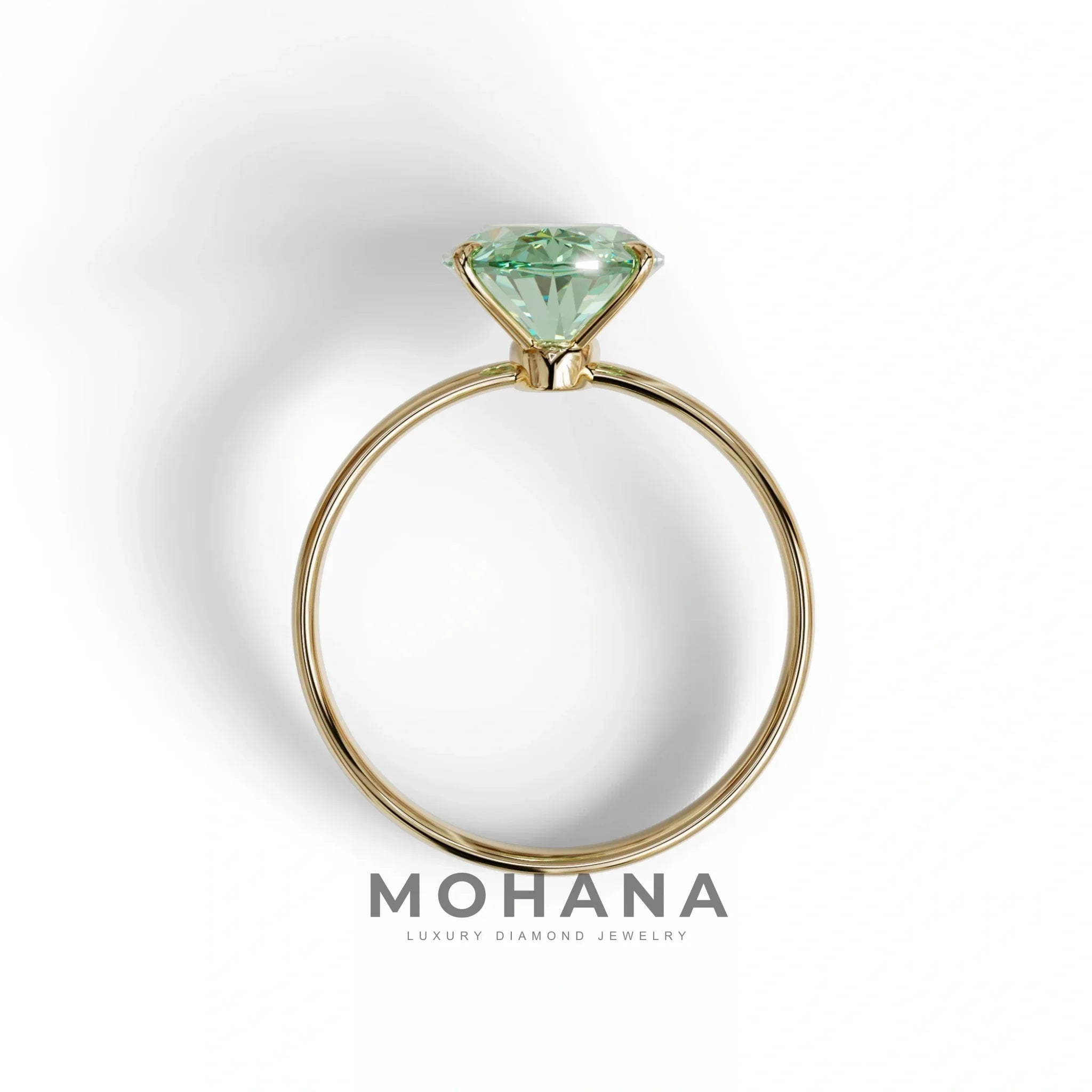 4 Carat Oval Green Lab Grown Diamond Solitaire Engagement Ring - Cadris