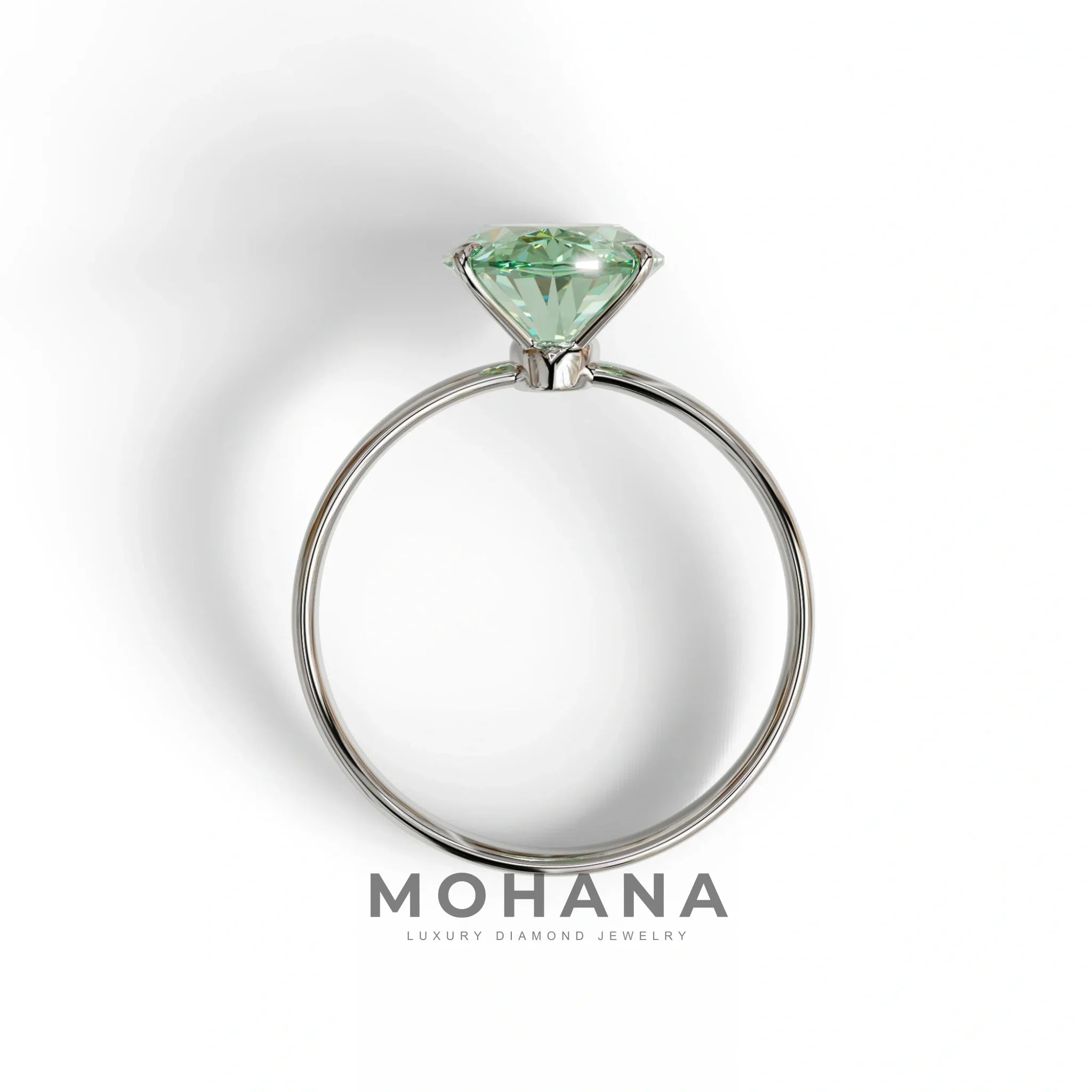 4 Carat Oval Green Lab Grown Diamond Solitaire Engagement Ring - Cadris