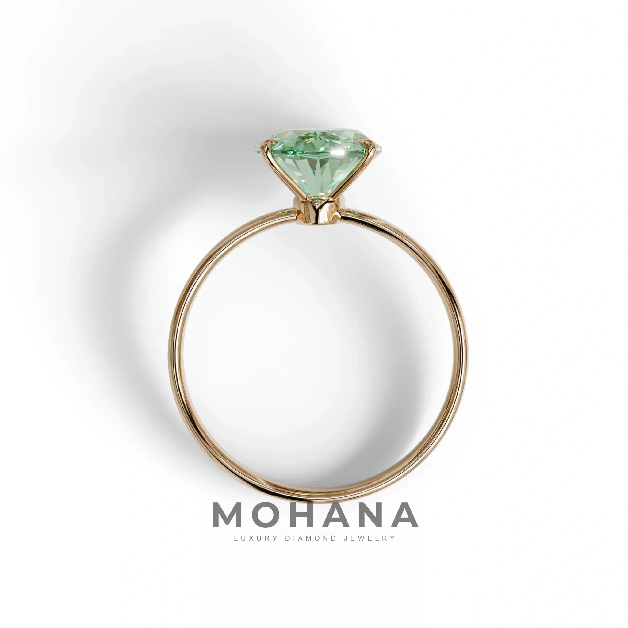 4 Carat Oval Green Lab Grown Diamond Solitaire Engagement Ring - Cadris
