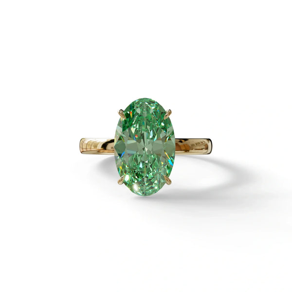 4 Carat Green Lab Grown Diamond Engagement Ring – Oval Cut Solitaire | Cadris