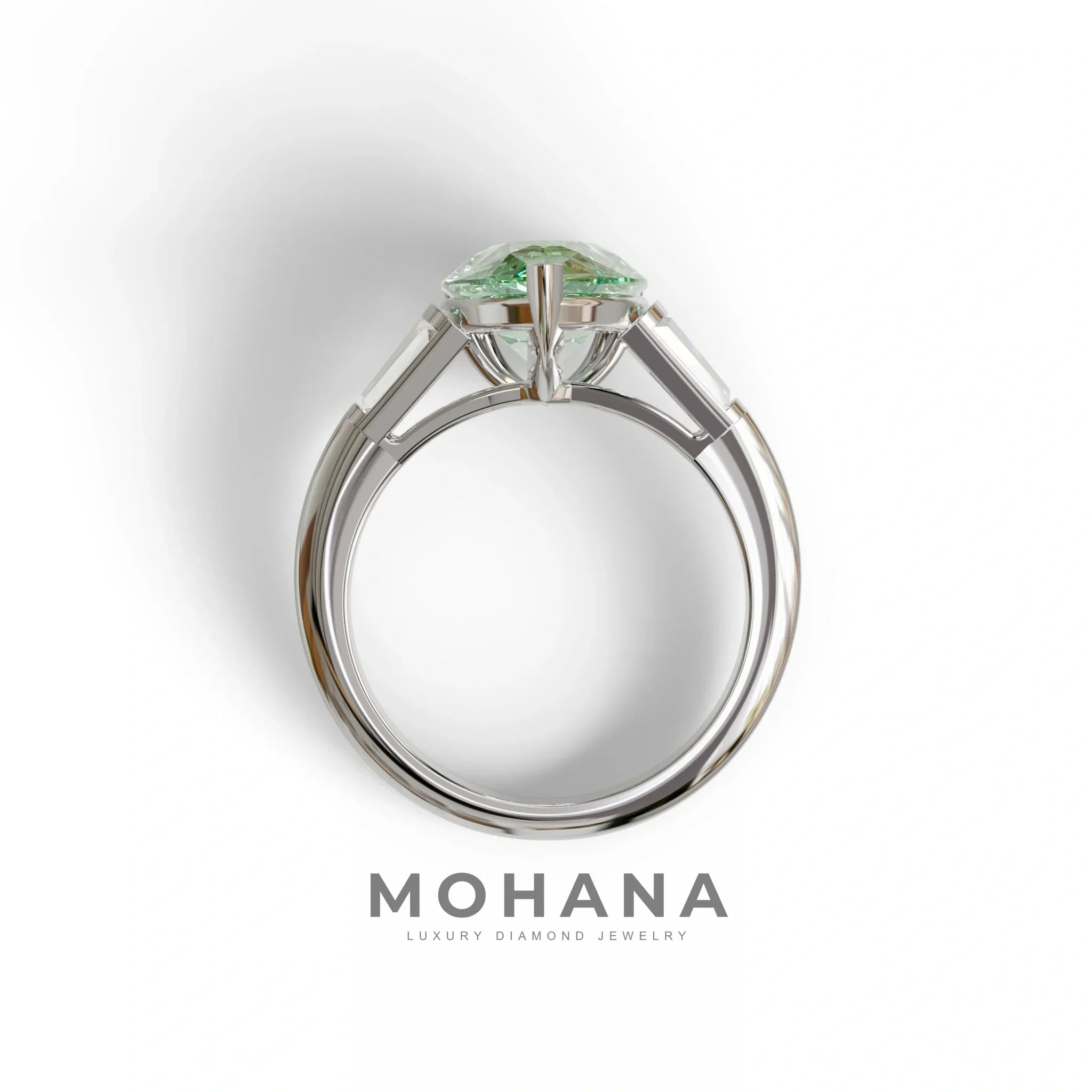4 carat fancy Vivid Green Pear Cut Lab Grown Diamond Ring-Claire