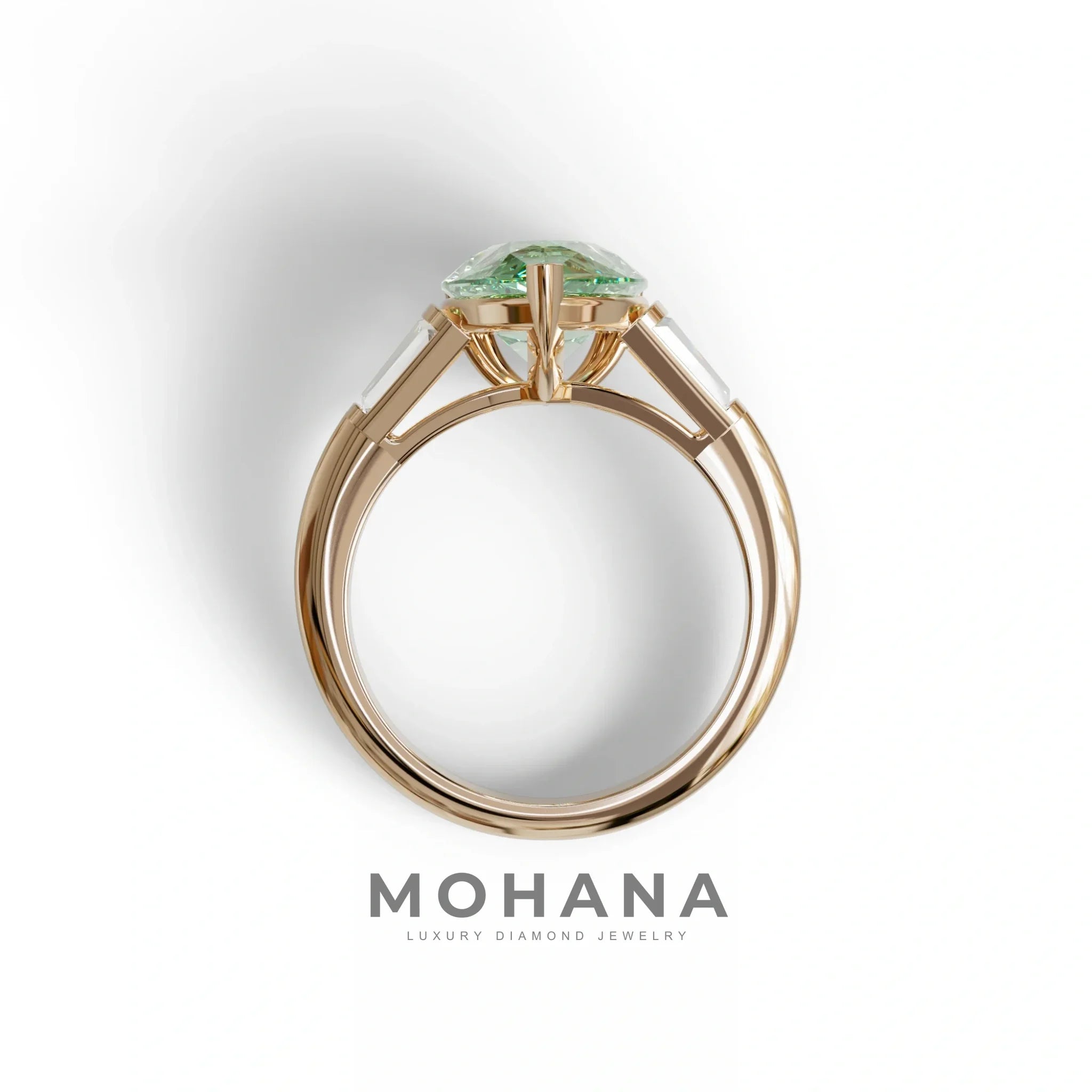 4 carat fancy Vivid Green Pear Cut Lab Grown Diamond Ring-Claire