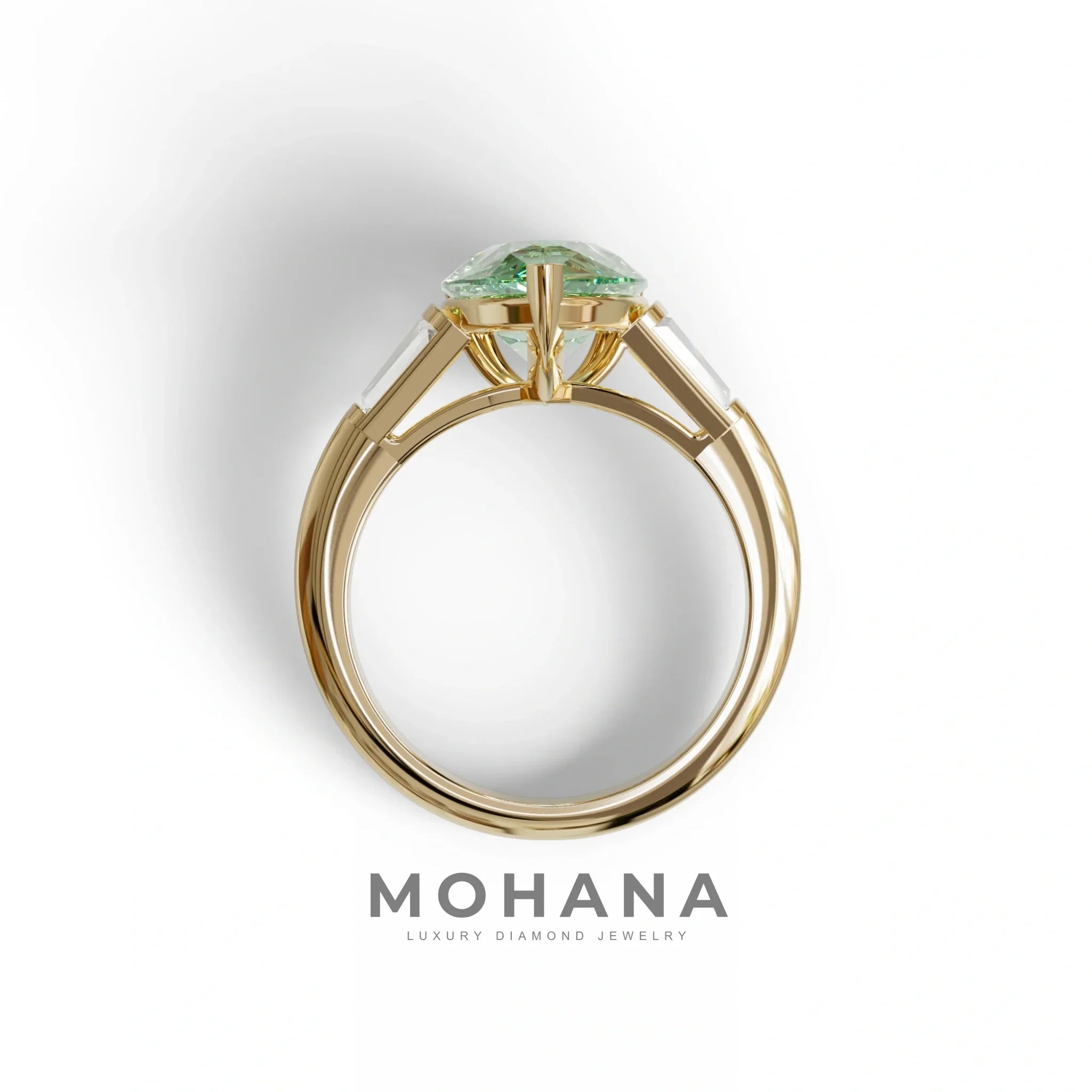 4 carat fancy Vivid Green Pear Cut Lab Grown Diamond Ring-Claire