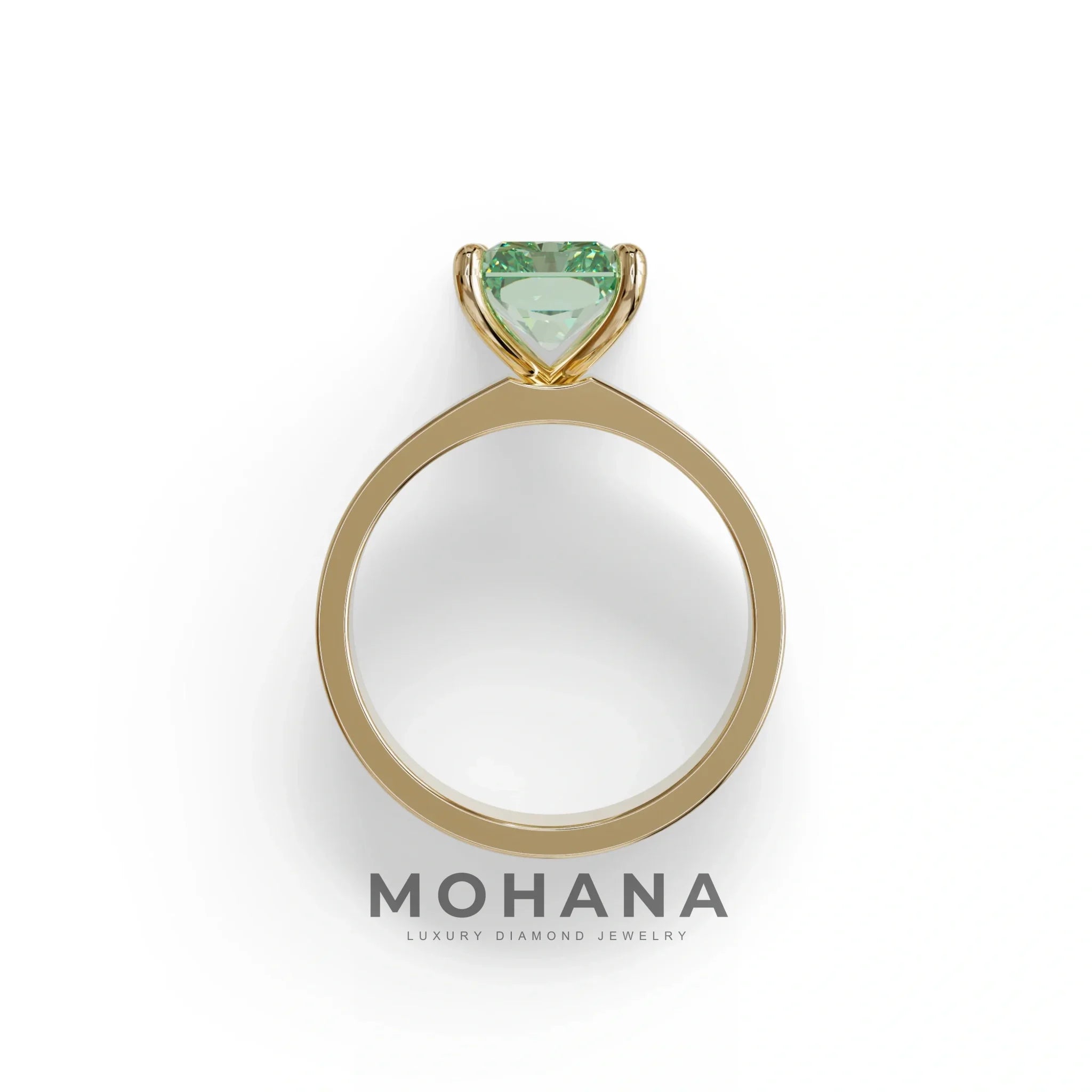 4Ct Green Radiant Cut Lab Grown Diamond Solitaire Engagement Ring - Crownfire