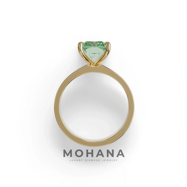 4 Carat Green Lab Grown Diamond Engagement Ring – Radiant Cut Solitaire | Crownfire alternate view