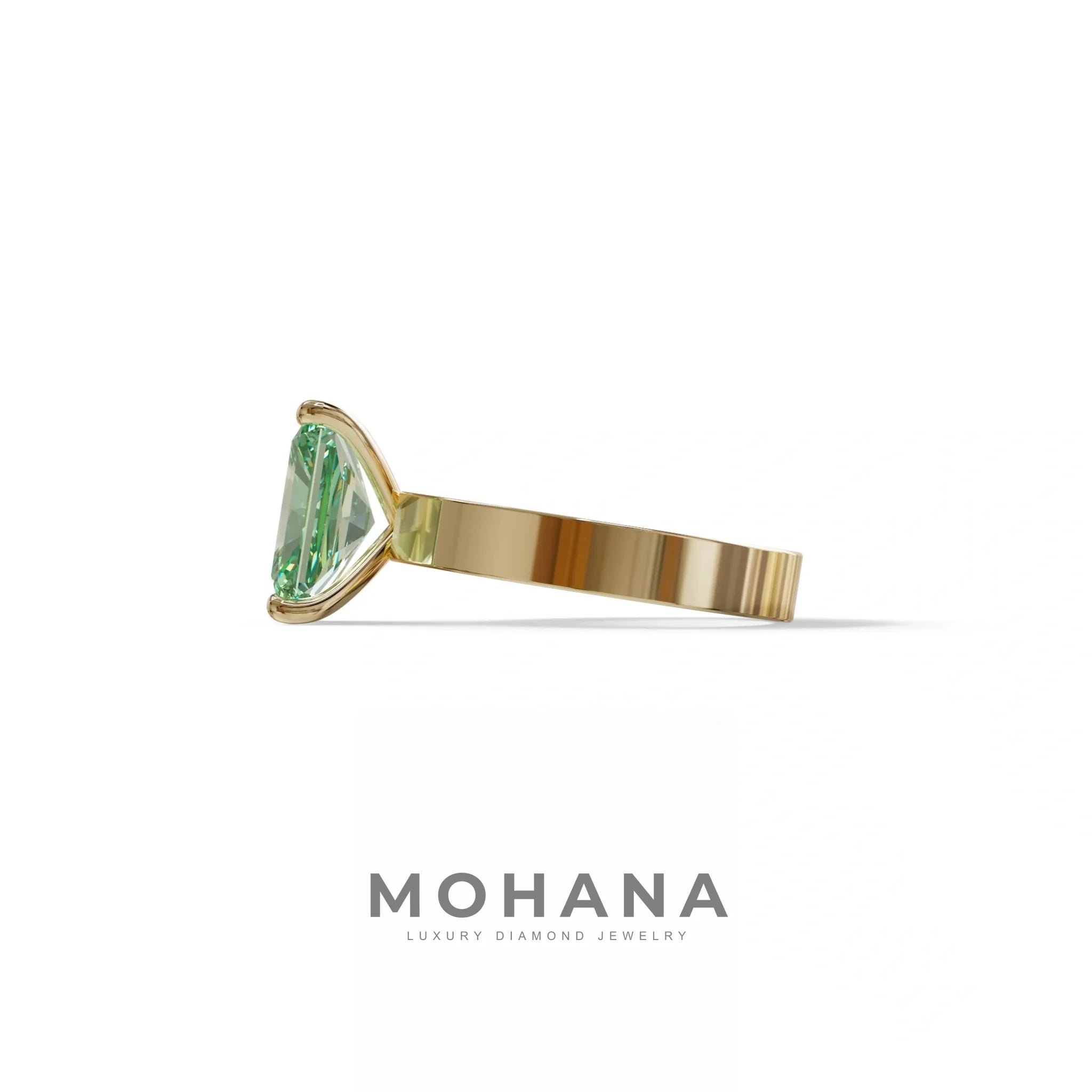 4Ct Green Radiant Cut Lab Grown Diamond Solitaire Engagement Ring - Crownfire