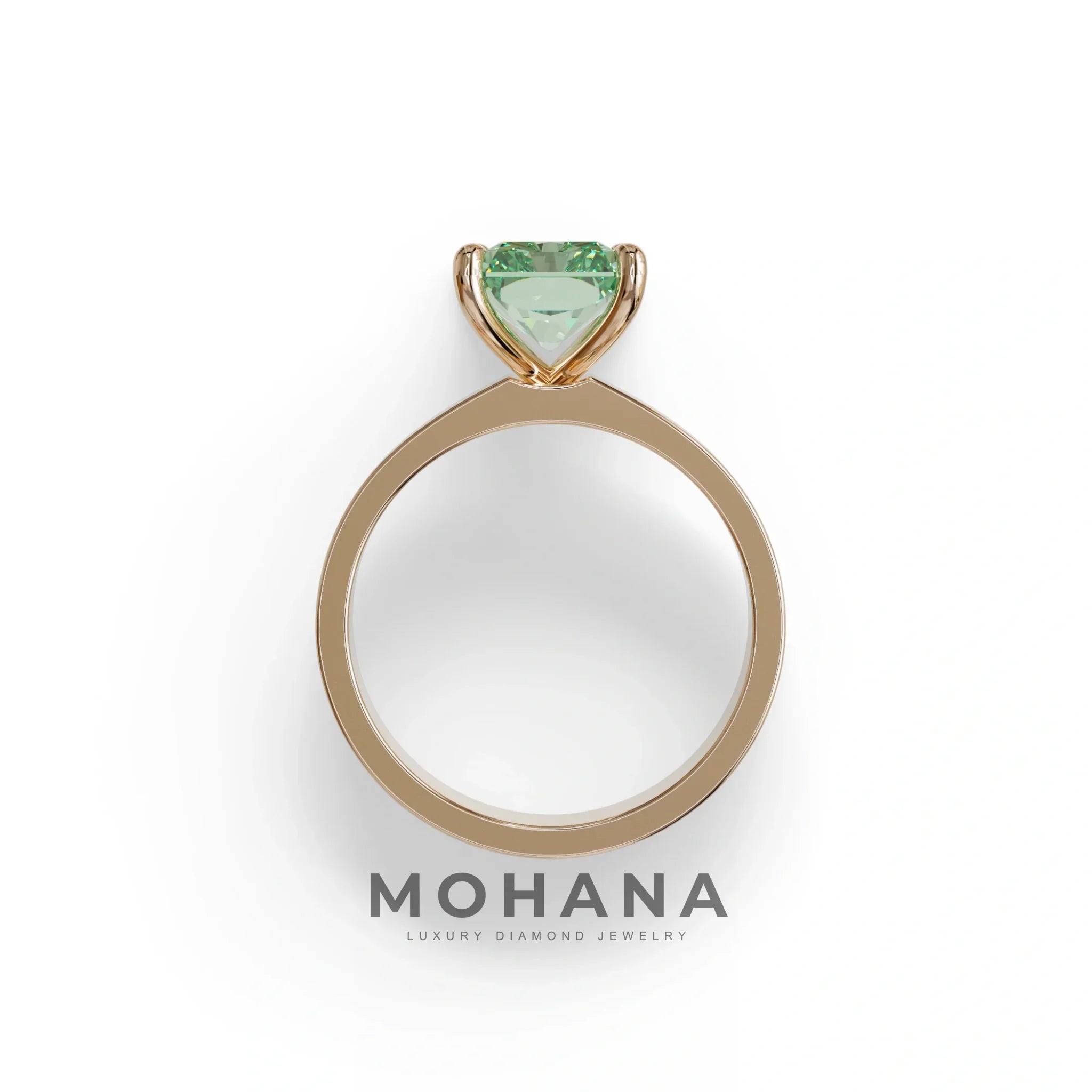 4Ct Green Radiant Cut Lab Grown Diamond Solitaire Engagement Ring - Crownfire