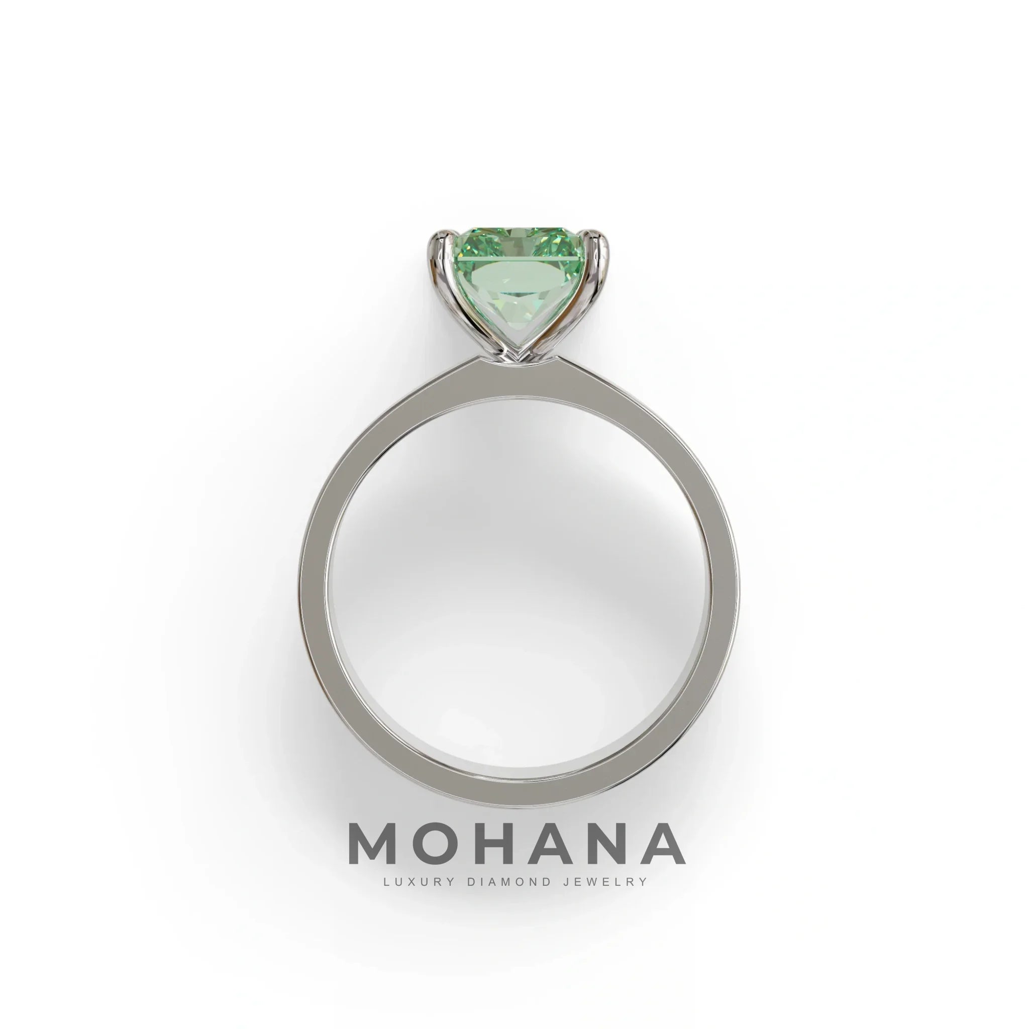 4Ct Green Radiant Cut Lab Grown Diamond Solitaire Engagement Ring - Crownfire