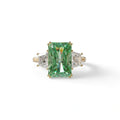 4 Carat Green Lab Grown Diamond Engagement Ring – Radiant Cut Three Stone | Taco