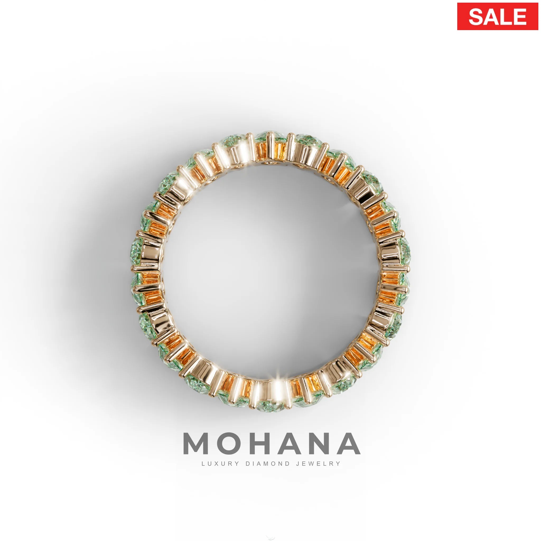 Green Pear Diamond Full Eternity Band - Stackable Ring