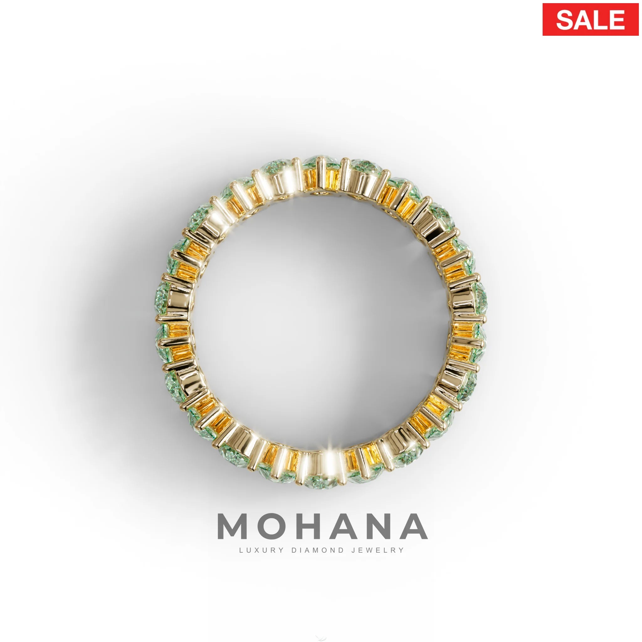 Green Pear Diamond Full Eternity Band - Stackable Ring