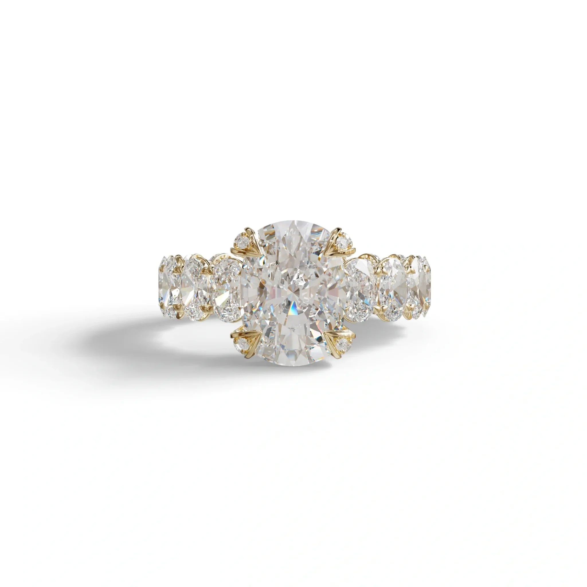 4 Carat E VVS Cushion Cut Full Eternity Lab Grown Diamond Ring - Enigma - 10K Solid Gold / Yellow Gold