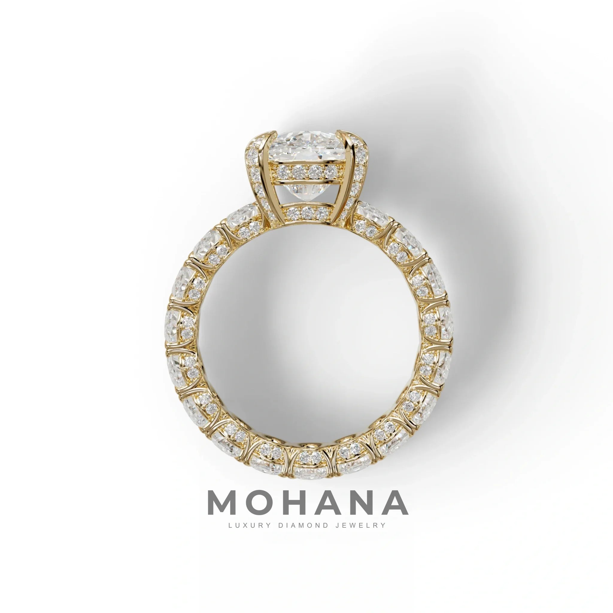 4 Carat E VVS Cushion Cut Full Eternity Lab Grown Diamond Ring - Enigma