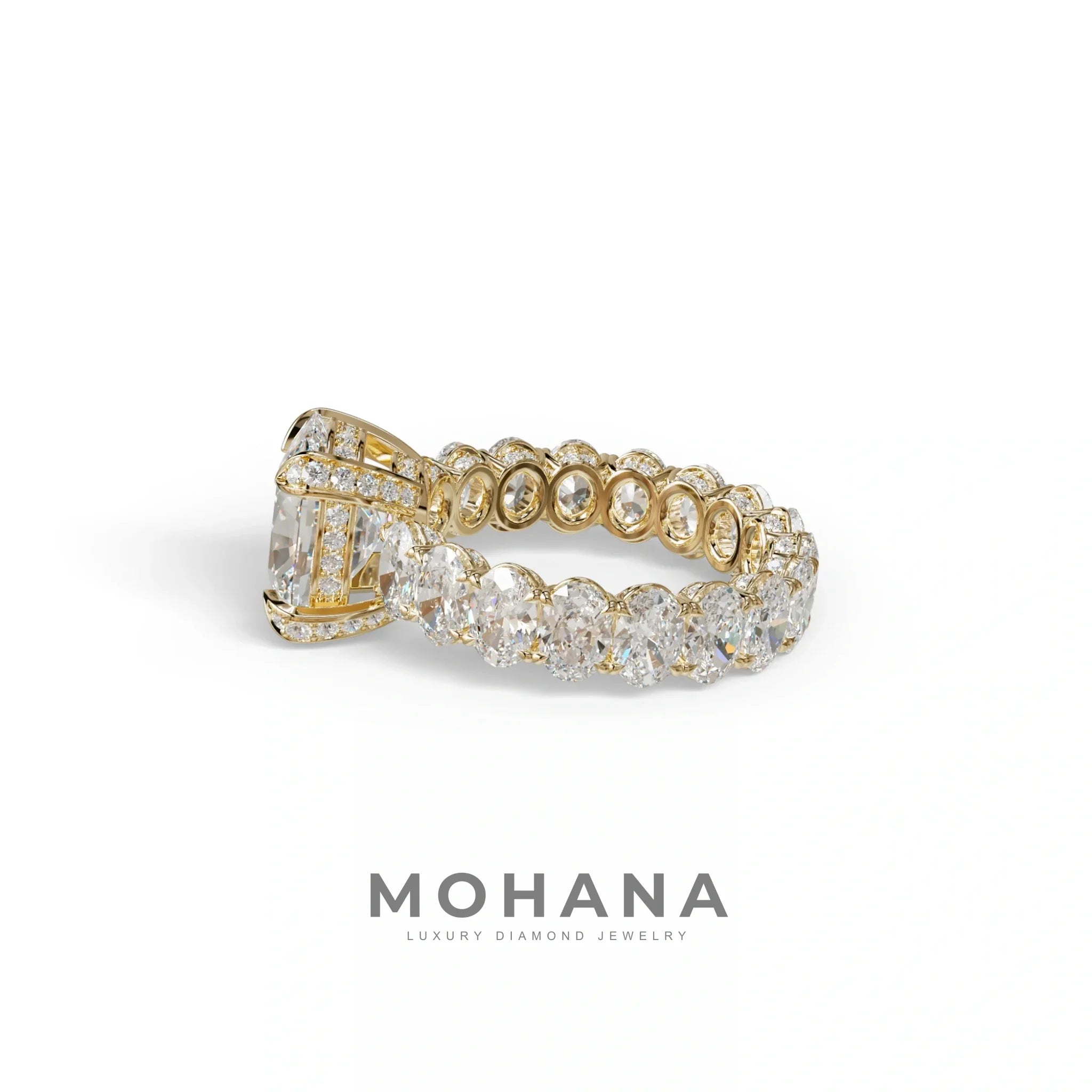 4 Carat E VVS Cushion Cut Full Eternity Lab Grown Diamond Ring - Enigma