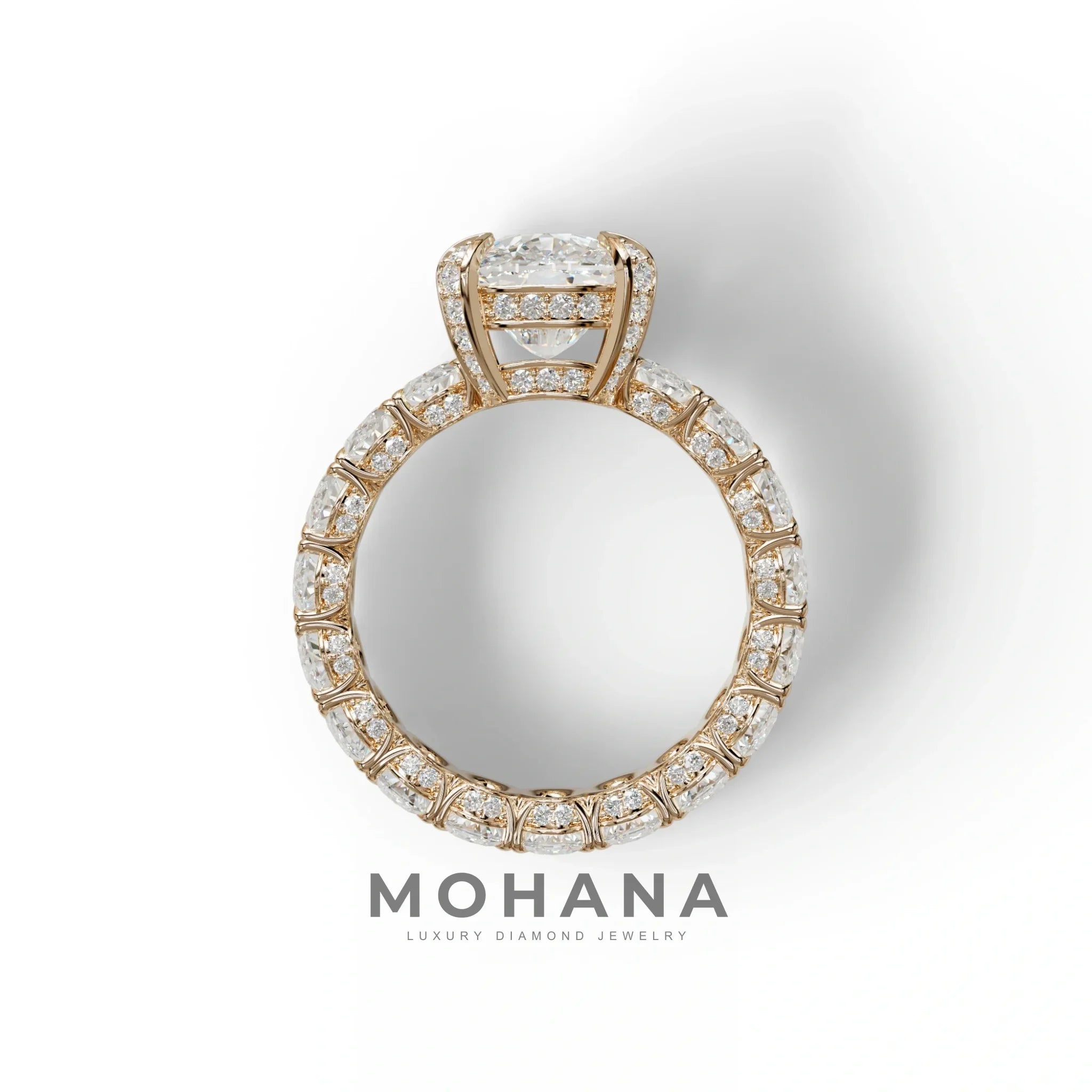 4 Carat E VVS Cushion Cut Full Eternity Lab Grown Diamond Ring - Enigma
