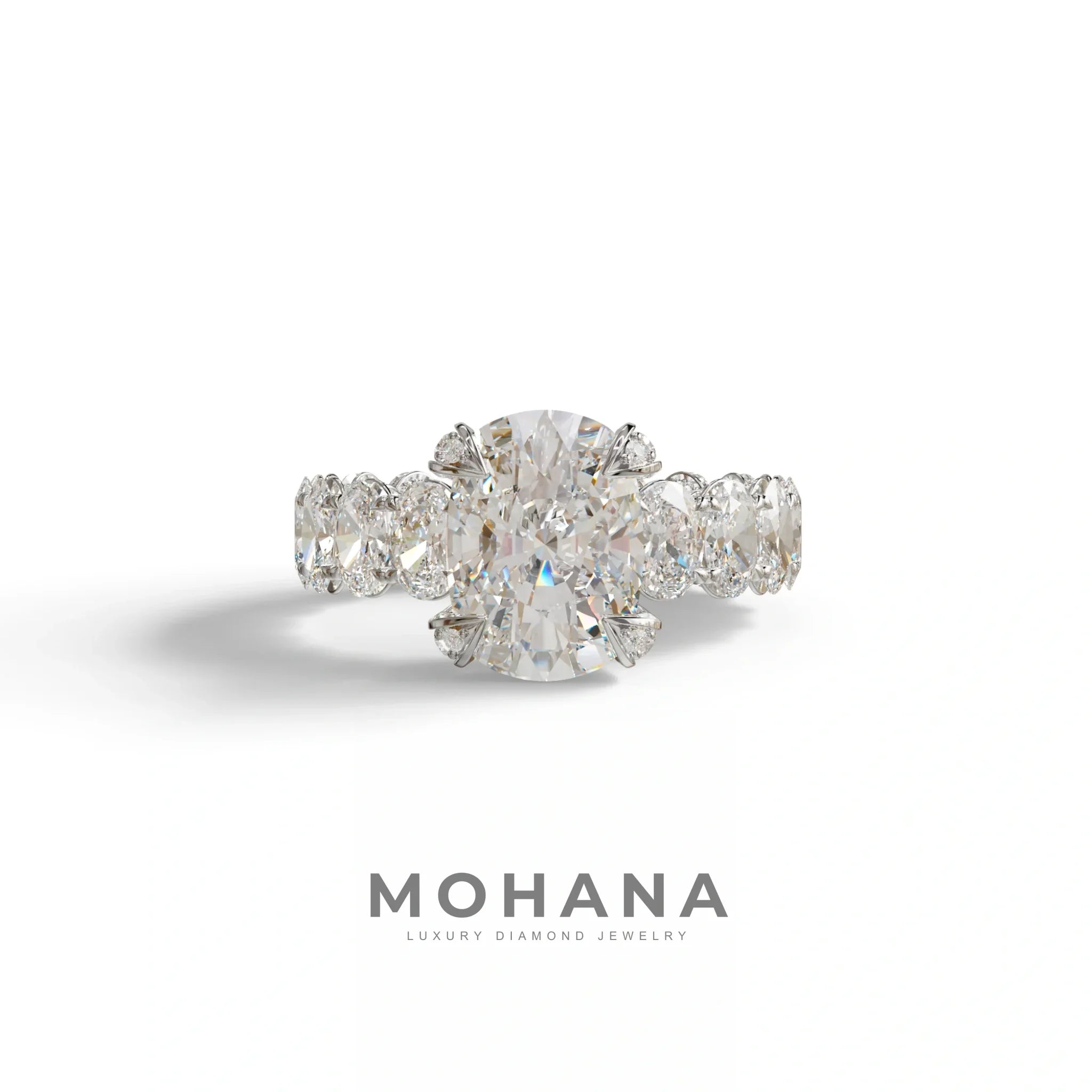 4 Carat E VVS Cushion Cut Full Eternity Lab Grown Diamond Ring - Enigma - 10K Solid Gold / White Gold