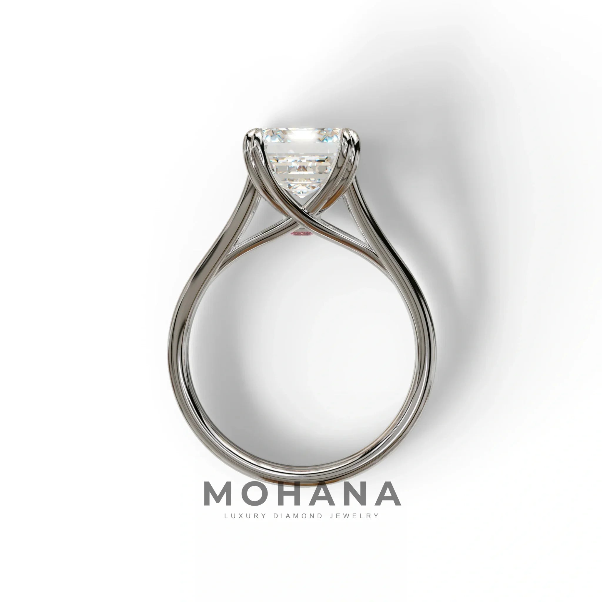 4 Carat E VVS Emerald Cut Lab Grown Diamond Engagement Ring - Tesira