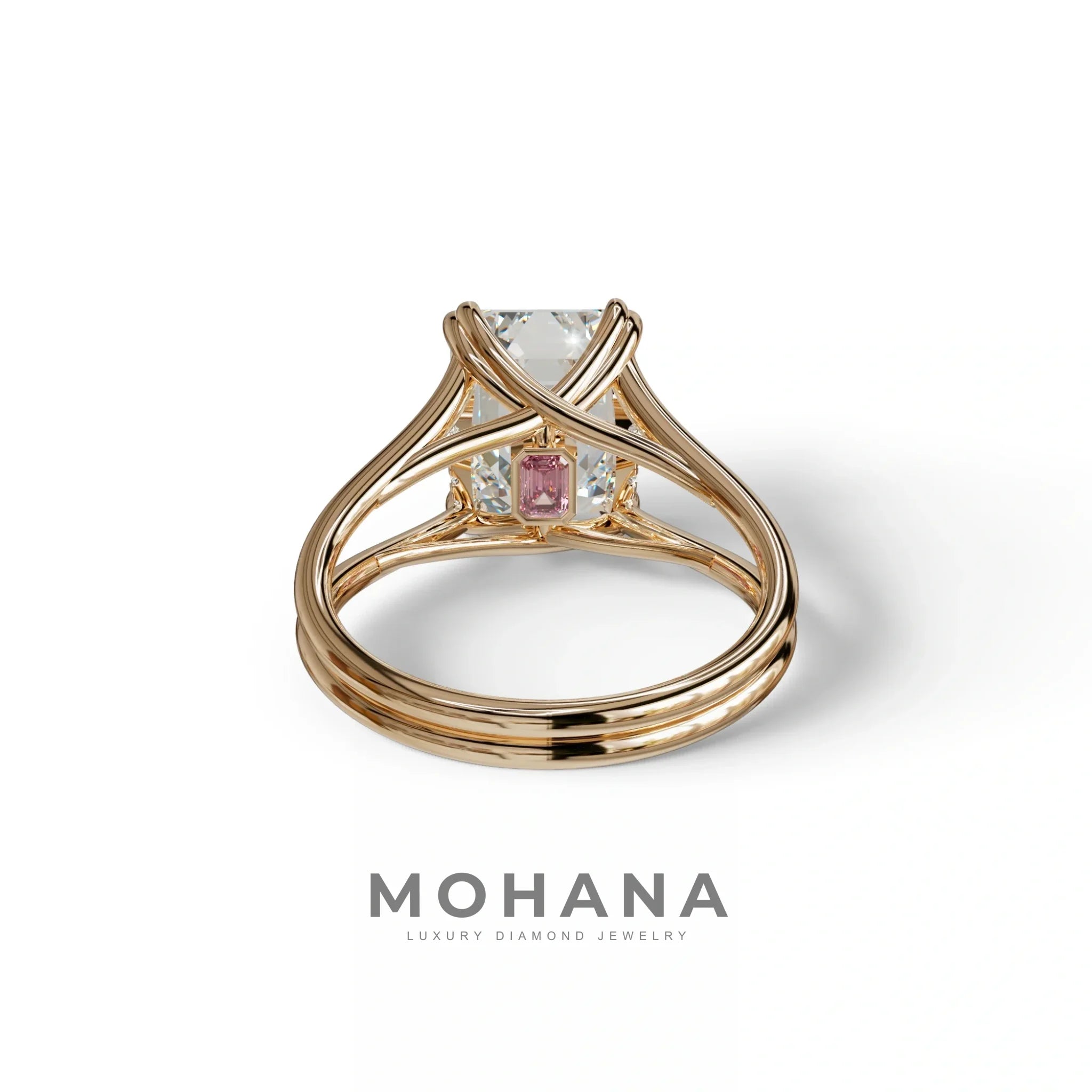 4 Carat E VVS Emerald Cut Lab Grown Diamond Engagement Ring - Tesira