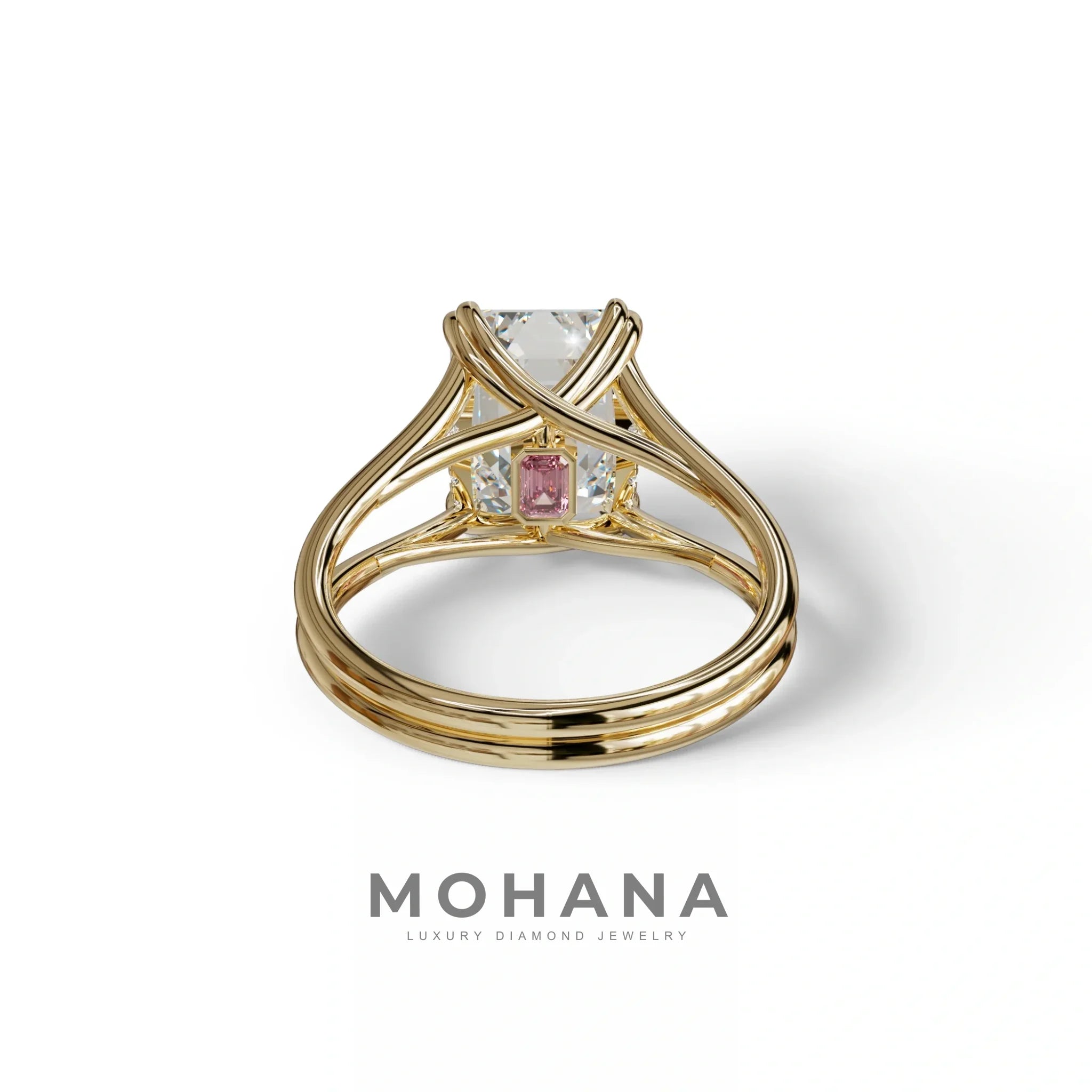 4 Carat E VVS Emerald Cut Lab Grown Diamond Engagement Ring - Tesira