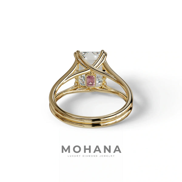4 Carat Lab Grown Diamond Engagement Ring – Emerald Cut Hidden Halo | Tesira alternate view