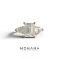4 Carat E/VVS Emerald & Pear Cut Three Stone Lab Grown Diamond Engagement Ring - 10K Solid Gold / Yellow Gold