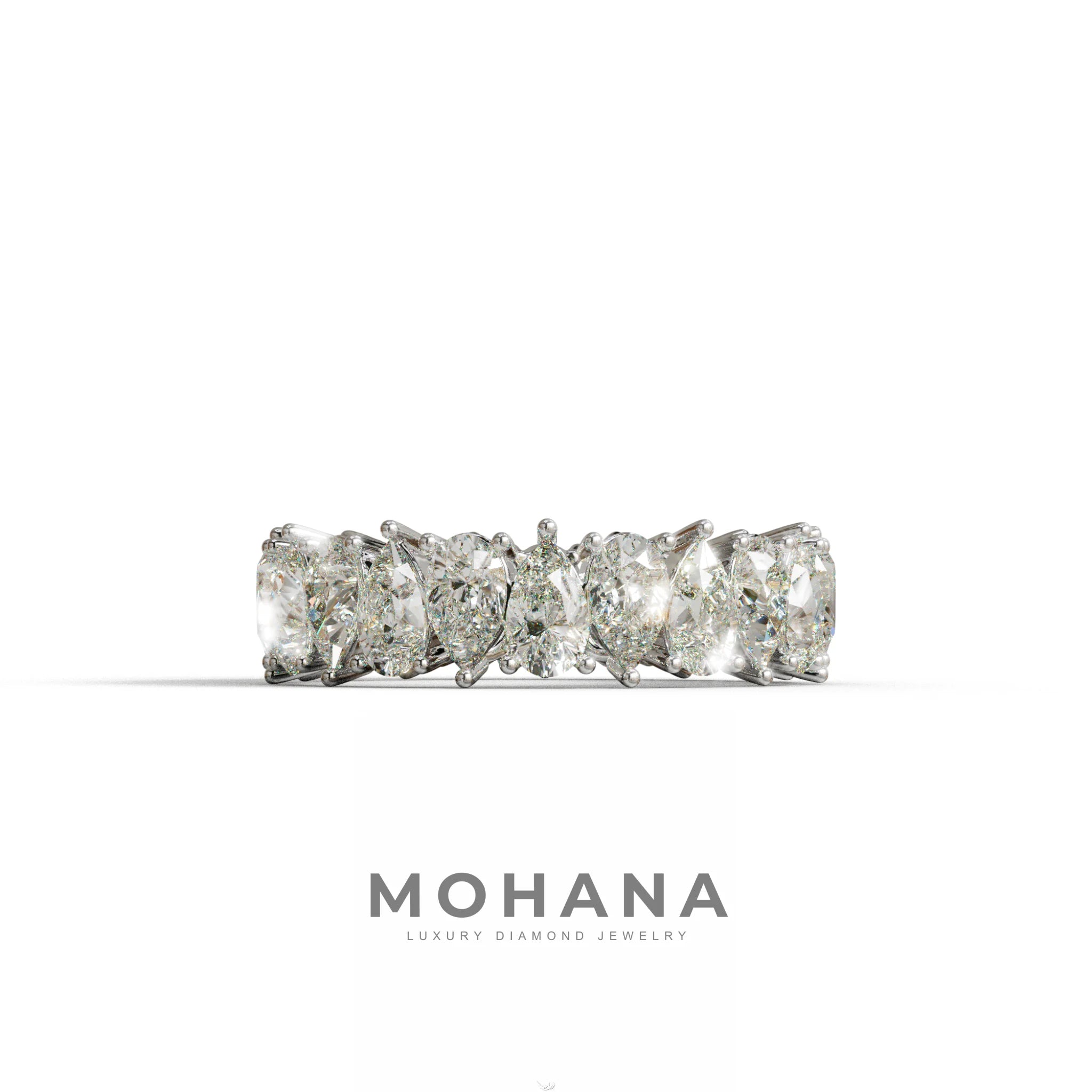 Concierge Eternity - Pear Diamond Full Eternity Band - Stackable Ring - 10K Solid Gold / White Gold