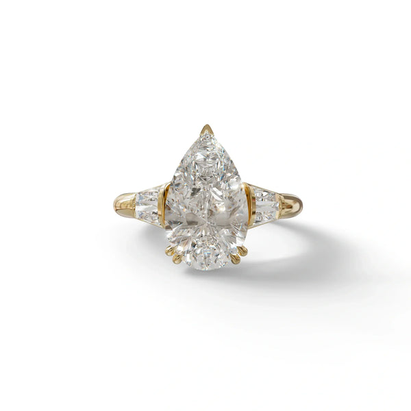 4 Carat Lab Grown Diamond Engagement Ring – Pear Cut Halo