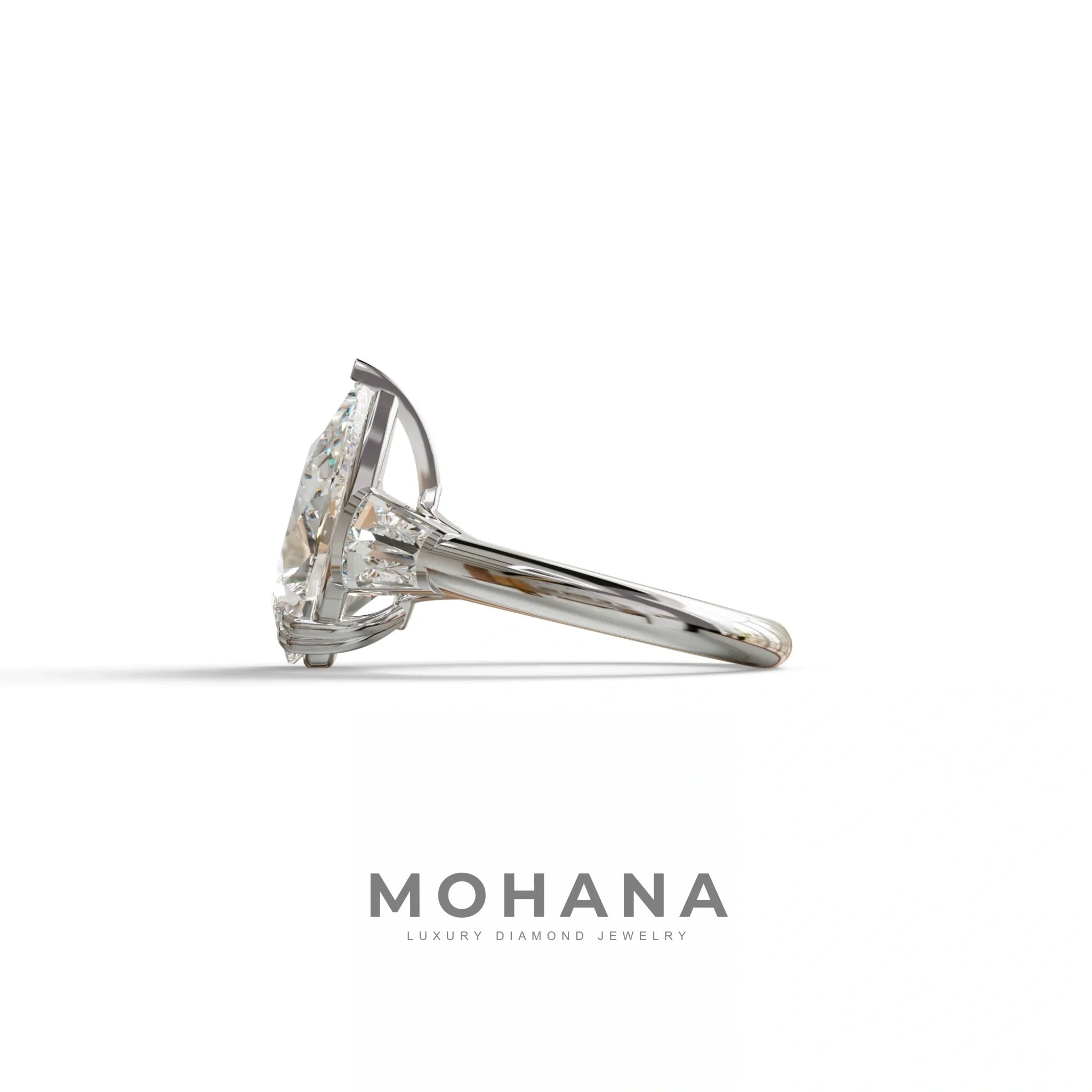 4 Carat Pear Cut Lab Grown Diamond Engagement Ring-Claire