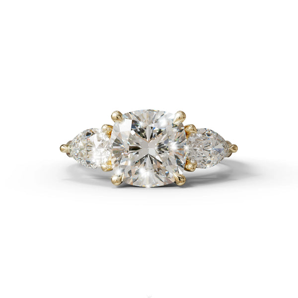 4 Carat Lab Grown Diamond Engagement Ring – Pear Cut Three Stone