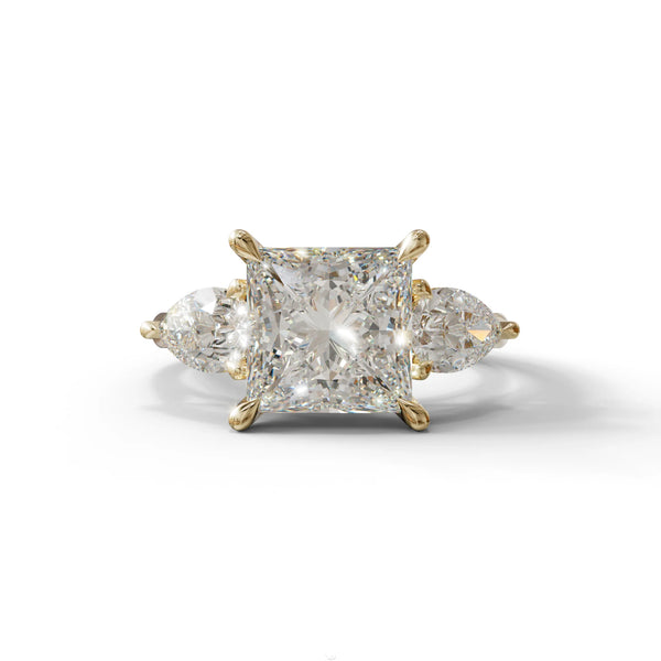 4 Carat Lab Grown Diamond Engagement Ring – Princess Cut Three Stone