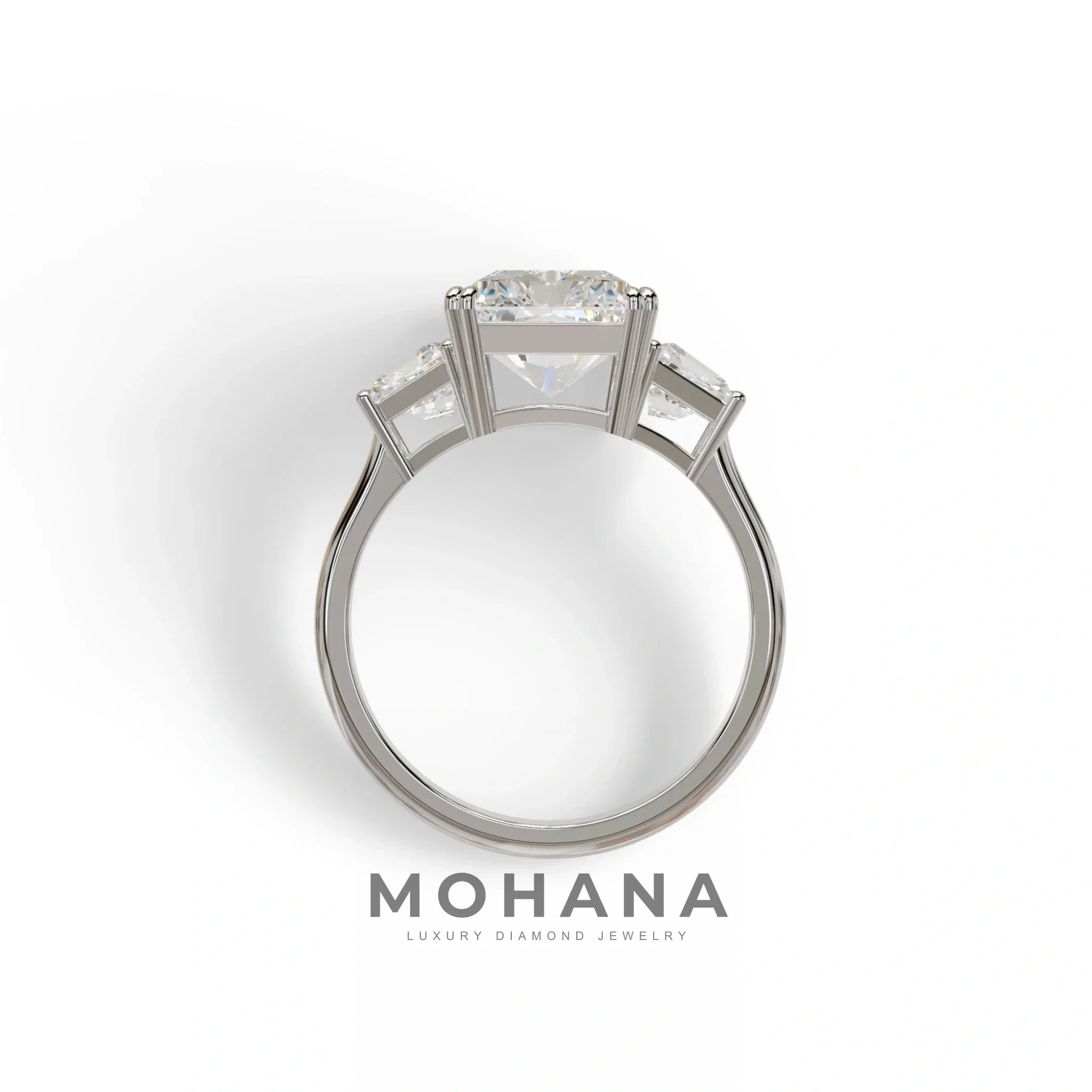 4 Ct Radiant Cut Lab Grown Diamond Three Stone Engagement Ring - Tacori