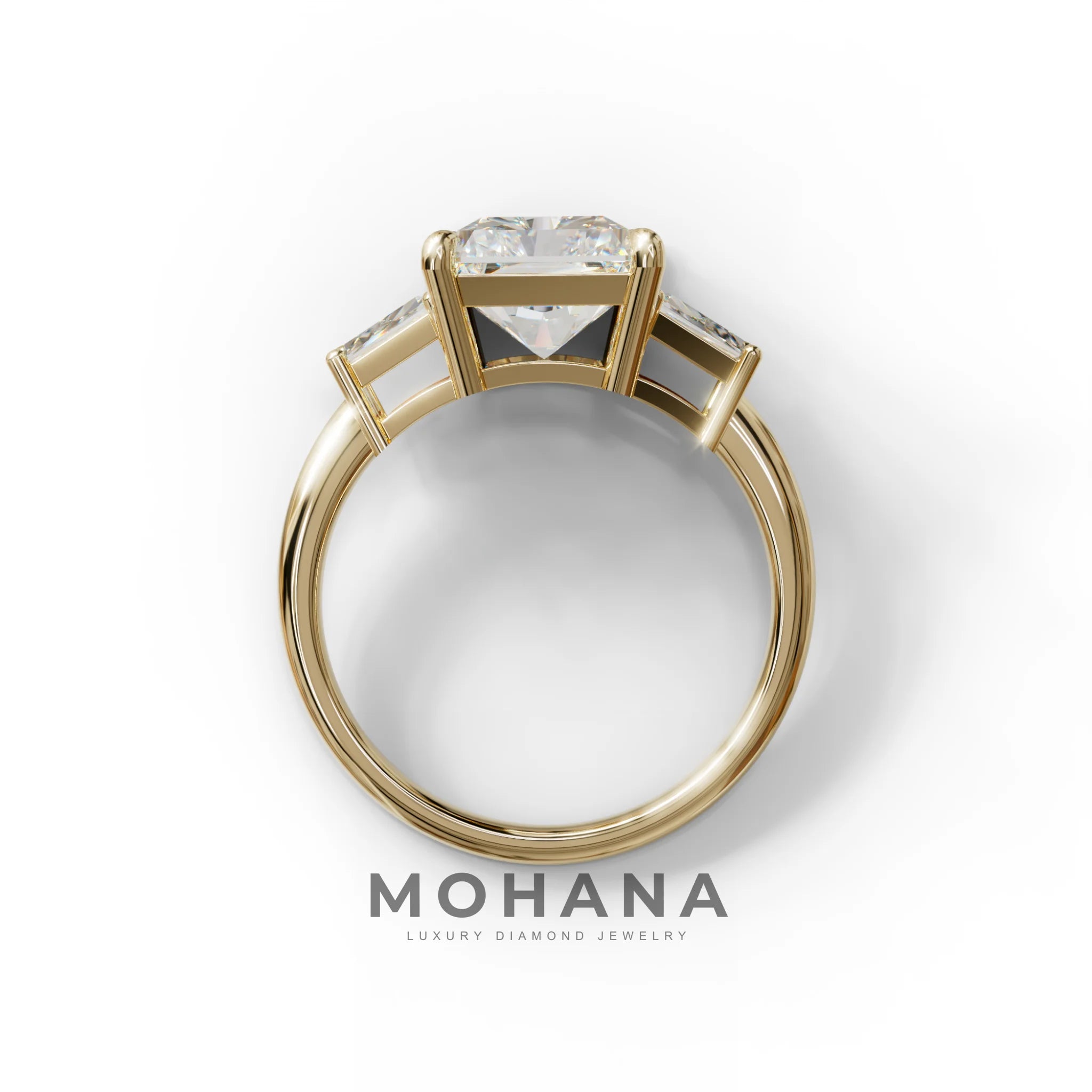 4 Carat Radiant & Trapezoid Three Stone Engagement Ring - Embrace