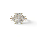 4 Ct Radiant Cut Lab Grown Diamond Three Stone Engagement Ring - Tacori - 10K Solid Gold / Yellow Gold