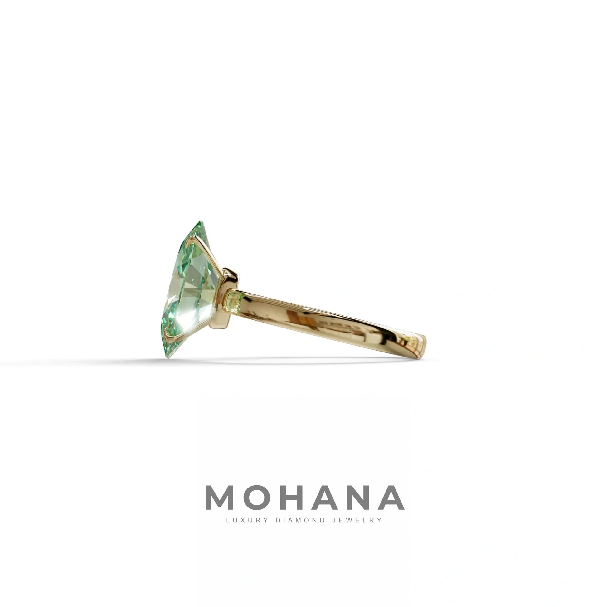 4 Carat Oval Green Lab Grown Diamond Solitaire Engagement Ring - Cadris