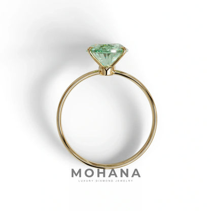 4 Carat Oval Green Lab Grown Diamond Solitaire Engagement Ring - Cadris