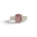 4 Carat Pink Cushion Cut Full Eternity Lab Grown Diamond Ring - Enigma - 10K Solid Gold / Yellow Gold