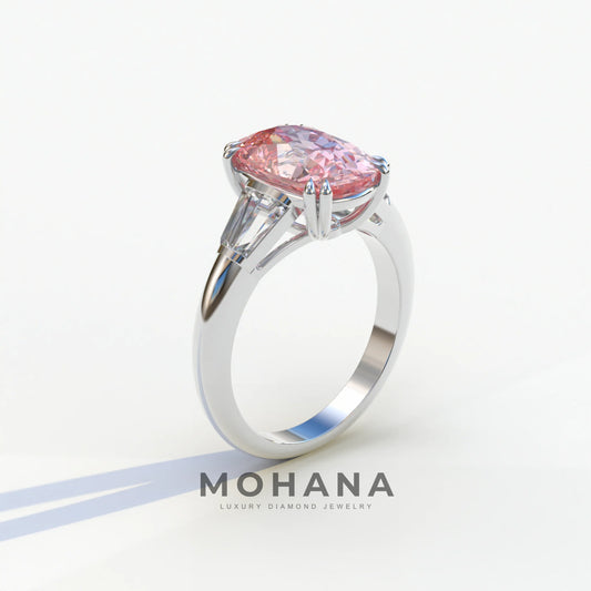 4 Carat Pink Elongated Cushion Cut Lab Diamond Engagement Ring - Sagittarius