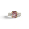 4 Carat Pink Cushion Cut Full Eternity Lab Grown Diamond Ring - Enigma - 10K Solid Gold / Yellow Gold
