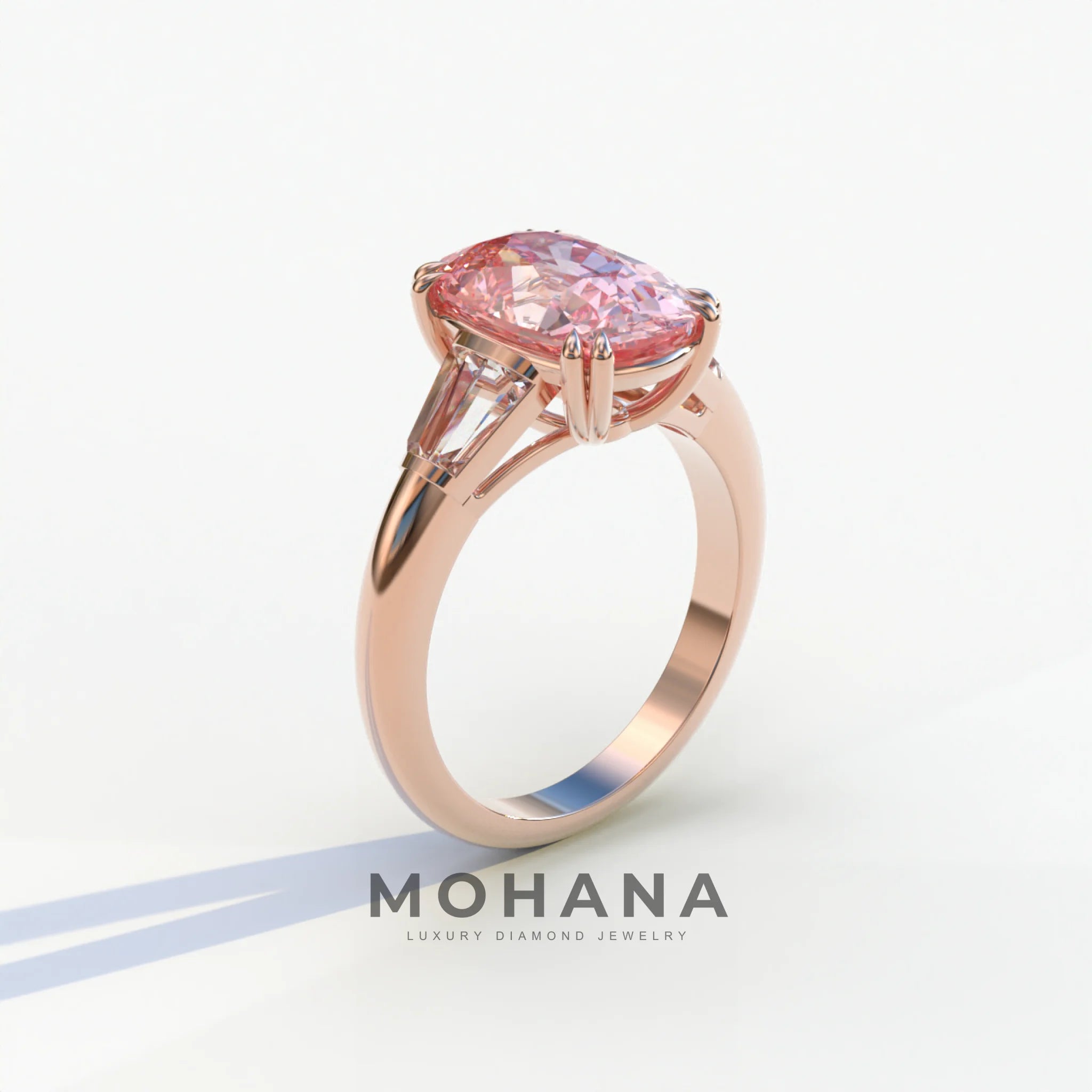 4 Carat Pink Elongated Cushion Cut Lab Diamond Engagement Ring - Sagittarius