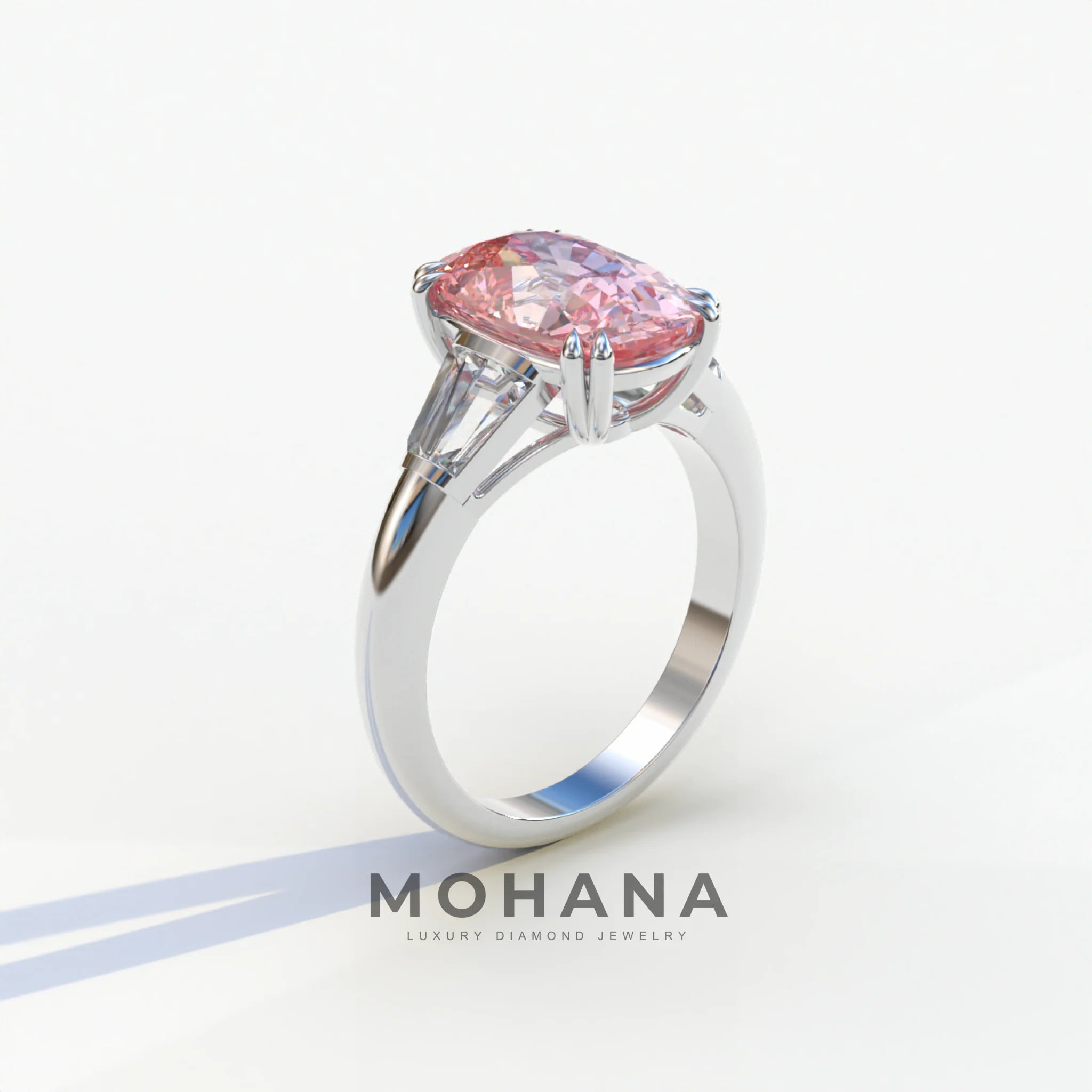 4 Carat Pink Elongated Cushion Cut Lab Diamond Engagement Ring - Sagittarius