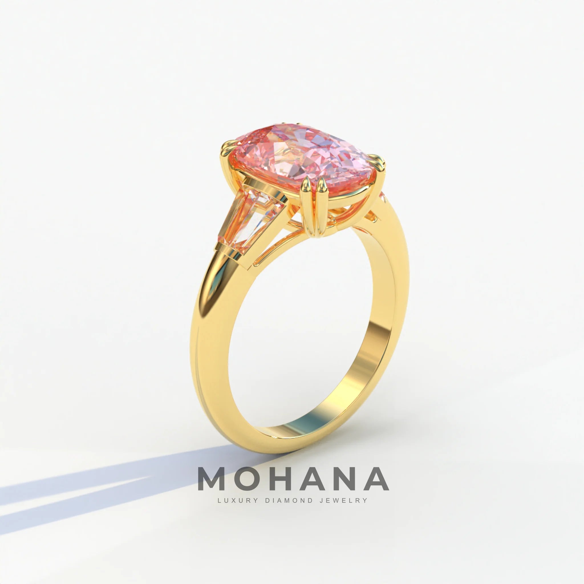 4 Carat Pink Elongated Cushion Cut Lab Diamond Engagement Ring - Sagittarius