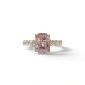 4 Carat Pink Cushion Cut Hidden Halo Eternity Lab Diamond Engagement Ring - Sandrine - 10K Solid Gold / Yellow Gold