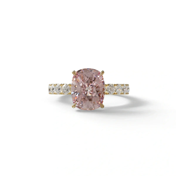 4 Carat Pink Lab Grown Diamond Engagement Ring – Cushion Cut Hidden Halo | Sandrine