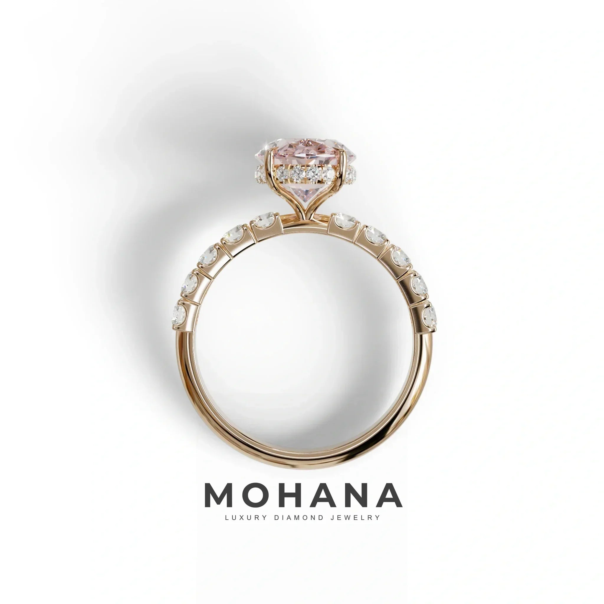 4 Carat Pink Oval Cut Hidden Halo Eternity Lab Diamond Engagement Ring - Christie’s
