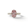 4 Carat Pink Oval Cut Hidden Halo Eternity Lab Diamond Engagement Ring - Christie’s - 10K Solid Gold / Yellow Gold