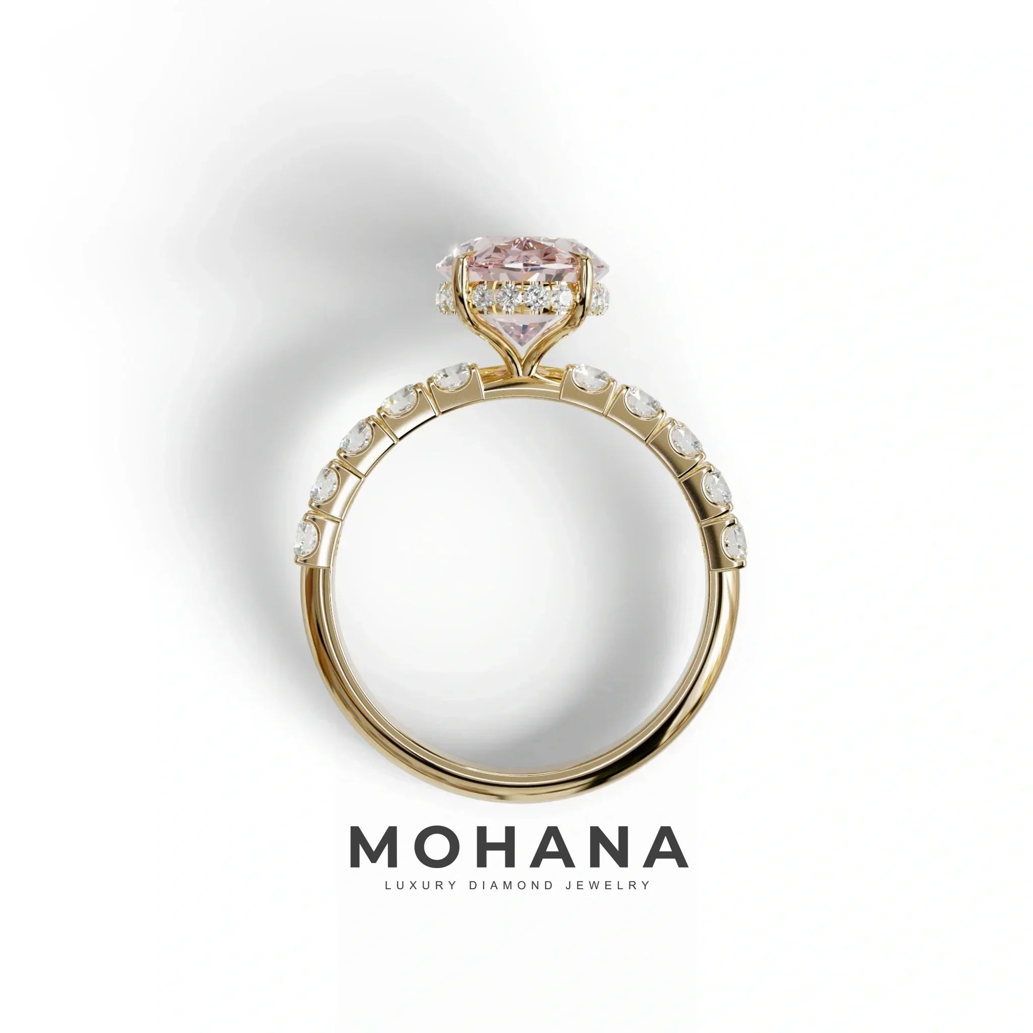 4 Carat Pink Oval Cut Hidden Halo Eternity Lab Diamond Engagement Ring - Christie’s