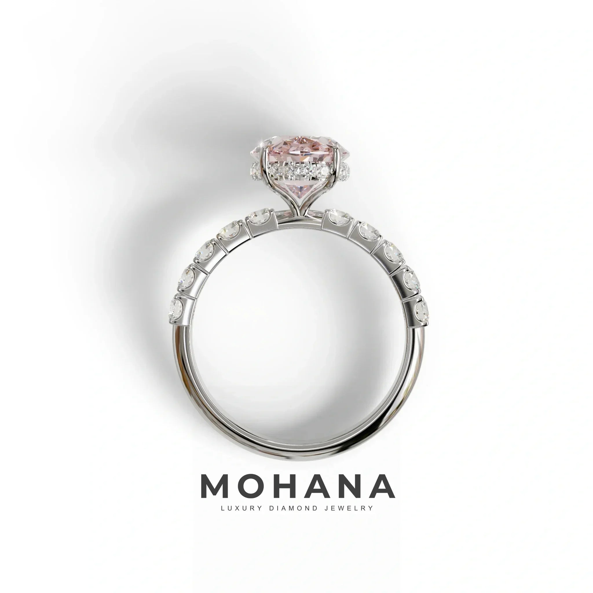 4 Carat Pink Oval Cut Hidden Halo Eternity Lab Diamond Engagement Ring - Christie’s