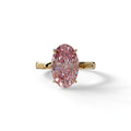 4 Ct Fancy Intense Pink Oval cut Lab Grown Diamond Solitaire Engagement Ring - Cadris - 10K Solid Gold / Yellow Gold